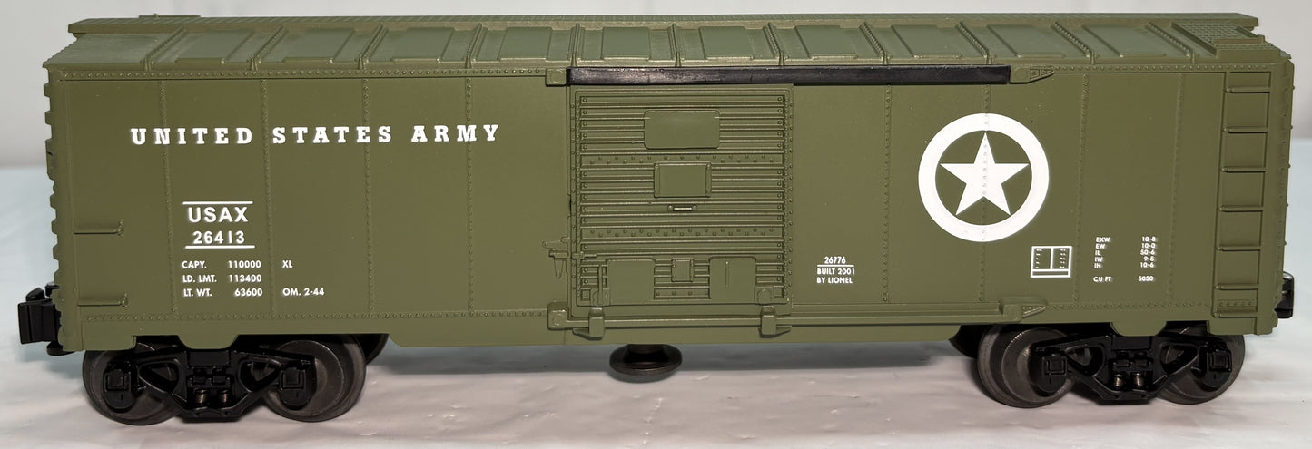 Lionel 6-26776 O Gauge U.S. Army Operating Box Car USAX #26413