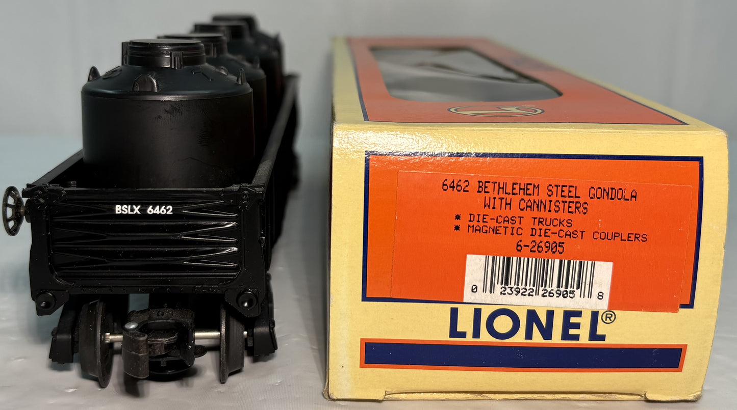 Lionel 6-26905 O Gauge Bethlehem Steel Gondola Car with Canisters BSLX 6462