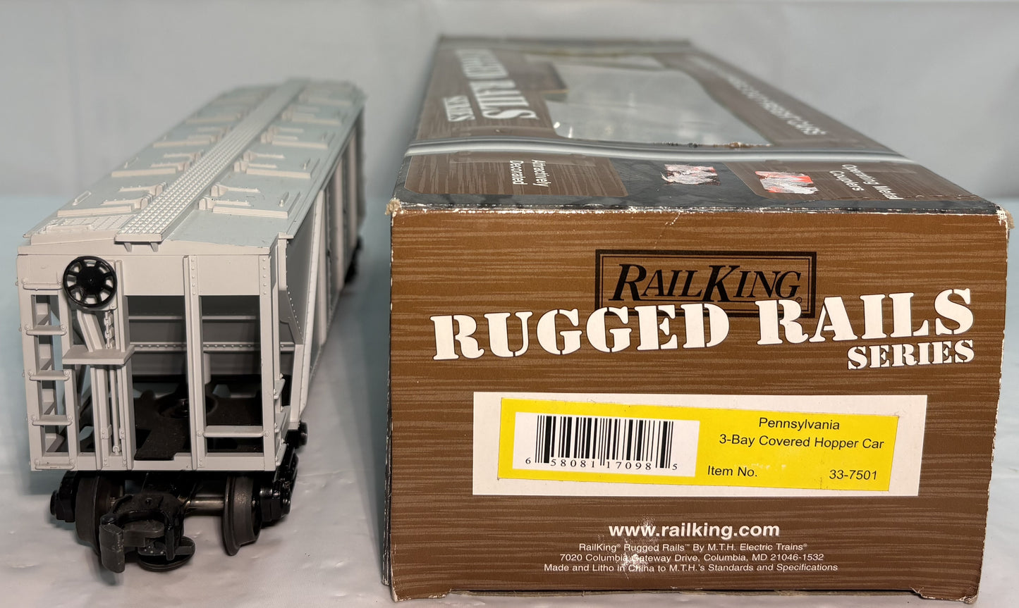 MTH 33-7501 O Gauge Rugged Rails Pennsylvania Covered Hopper Car