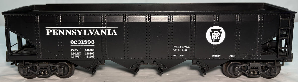 K-line K623-1893 O Scale Pennsylvania Classic Die-Cast 4-Bay Coal Hopper #6231893