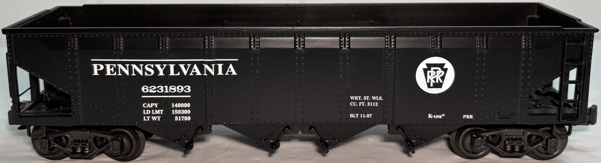 K-line K623-1893 O Scale Pennsylvania Classic Die-Cast 4-Bay Coal Hopper #6231893