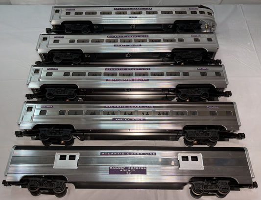 MTH 20-6501 Atlantic Coast Line Premier 5-Car 70' Aluminum Passenger Set - Plated