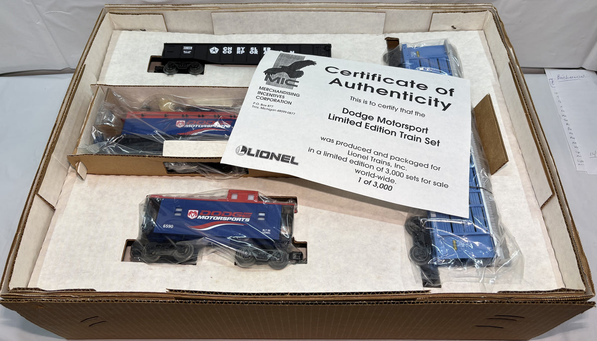 Lionel 11933 O Gauge Dodge Motorsports Freight Set