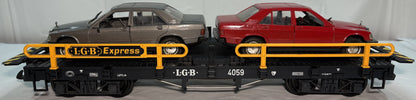 LGB 4059 G Scale Flat Car with 2 Mercedes 190e Cars