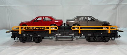 LGB 4059 G Scale Flat Car with 2 Mercedes 190e Cars