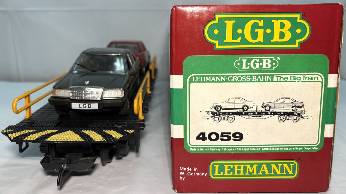 LGB 4059 G Scale Flat Car with 2 Mercedes 190e Cars