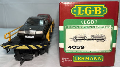 LGB 4059 G Scale Flat Car with 2 Mercedes 190e Cars