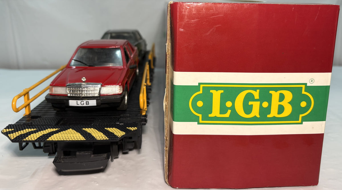LGB 4059 G Scale Flat Car with 2 Mercedes 190e Cars