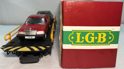 LGB 4059 G Scale Flat Car with 2 Mercedes 190e Cars