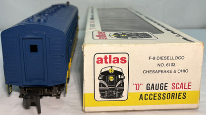 Atlas 6103 O Gauge, 2 Rail Chesapeake and Ohio F-9 Diesel Locomotive #8600