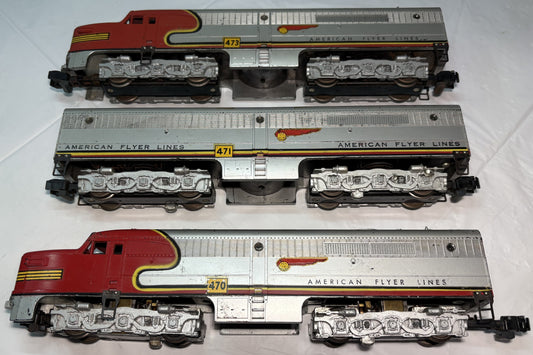 American Flyer 4713 Santa Fe Chief PA ABA Diesel Locomotives #470 #471 #473