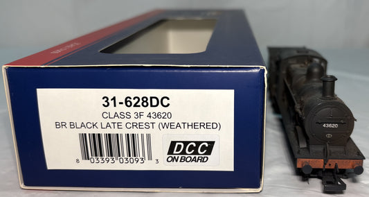 Bachmann Branch Line 31-628DC Class 3F 0-6-0 43620 in BR black with late crest - weathered. DCC On Board