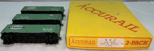 Accurail 3313 HO Scale New York Central 40’ Steel Boxcar 3-Car Set