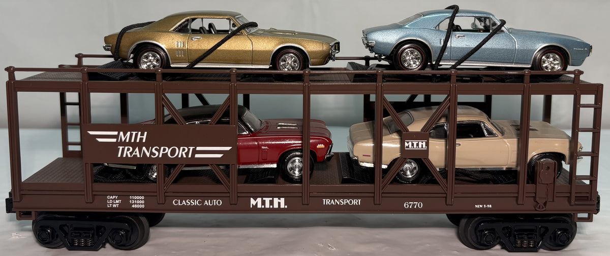 MTH 30-7638 O Gauge Auto Transportation RailKing Auto Carrier Flat Car