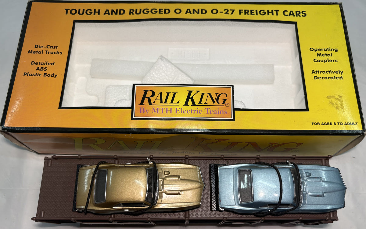 MTH 30-7638 O Gauge Auto Transportation RailKing Auto Carrier Flat Car