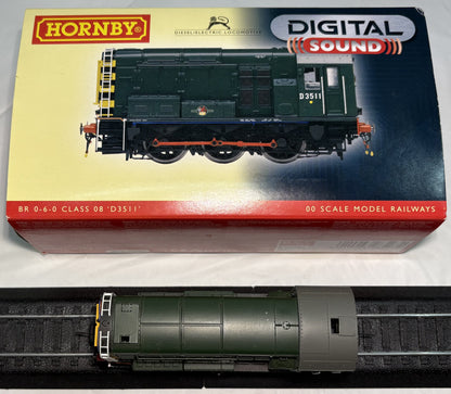 Hornby R2977XS Class 08 shunter D3511 in BR green - DCC sound fitted