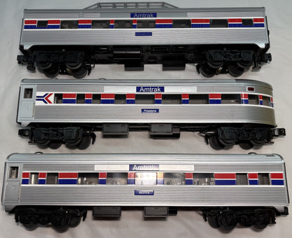 MTH RK-6001, RK-6002, RK-6003 O Gauge Amtrak Streamlined Passenger Cars Set