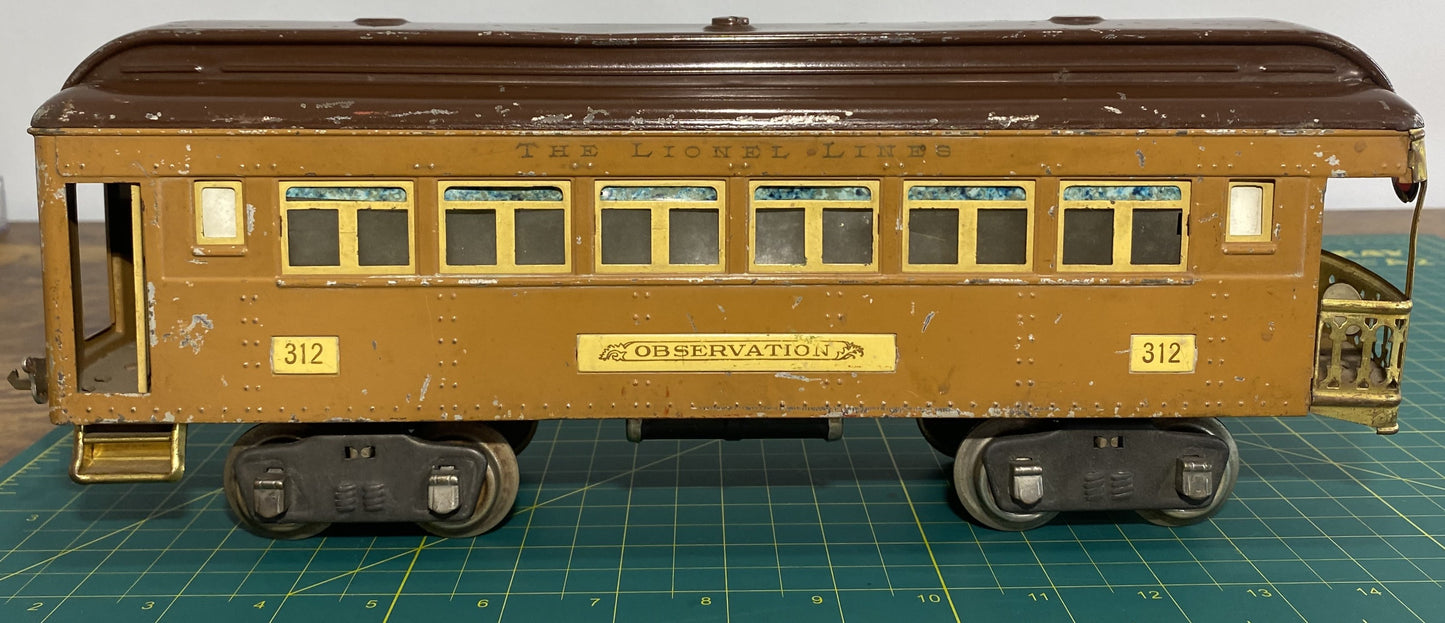 Lionel Pre War #312 Observation Car STD Gauge