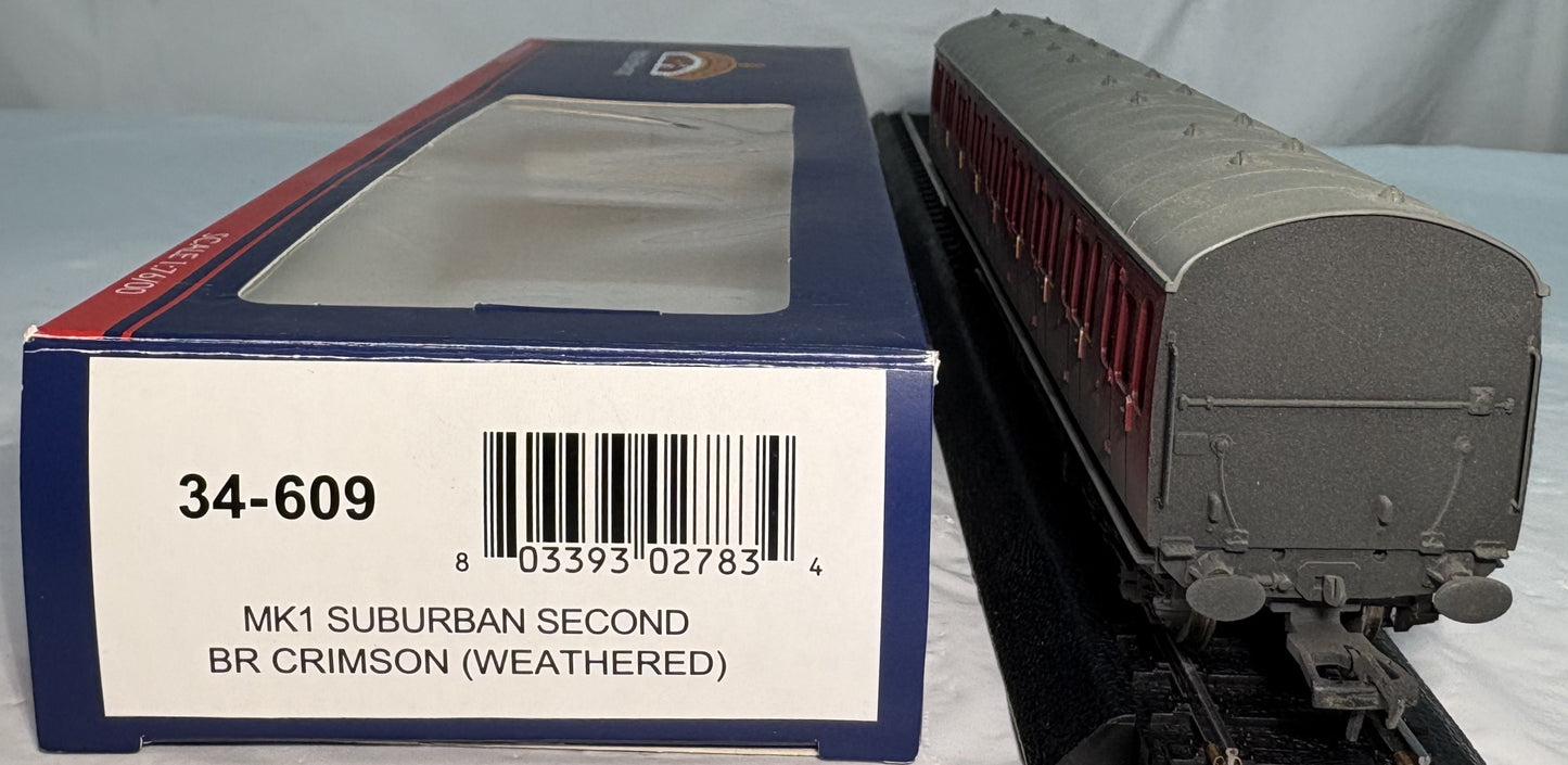 Bachmann Branch Line 34-609 Mk1 Suburban 2nd in BR crimson M46081 weathered