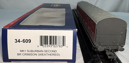 Bachmann Branch Line 34-609 Mk1 Suburban 2nd in BR crimson M46081 weathered