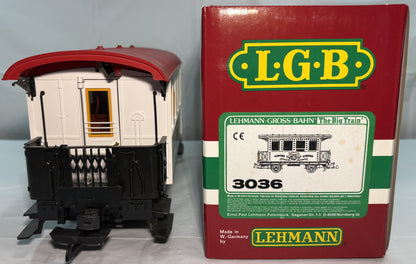 LGB 3036 G Gauge Circus Passenger Car Red Roof
