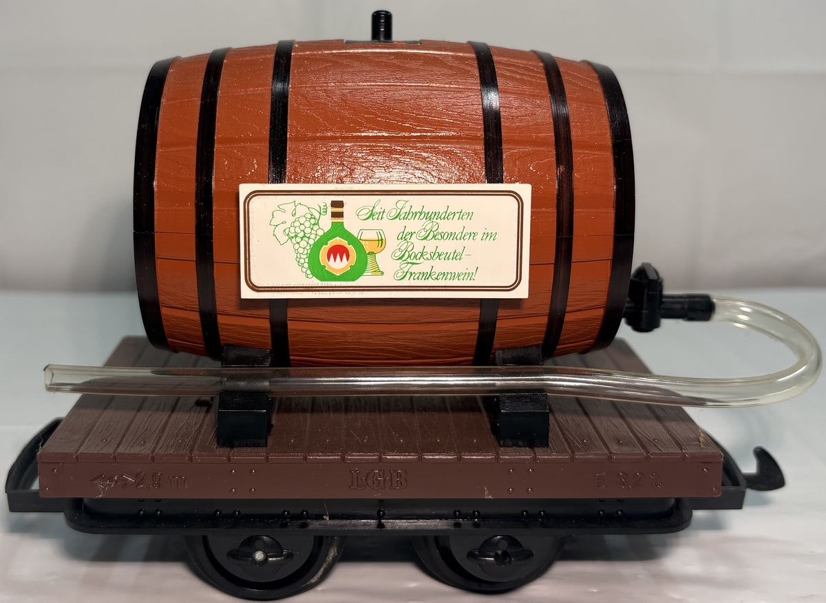 LGB 4047 G Scale Flatcar with Ferdinand Pieroth Whiskey Barrel