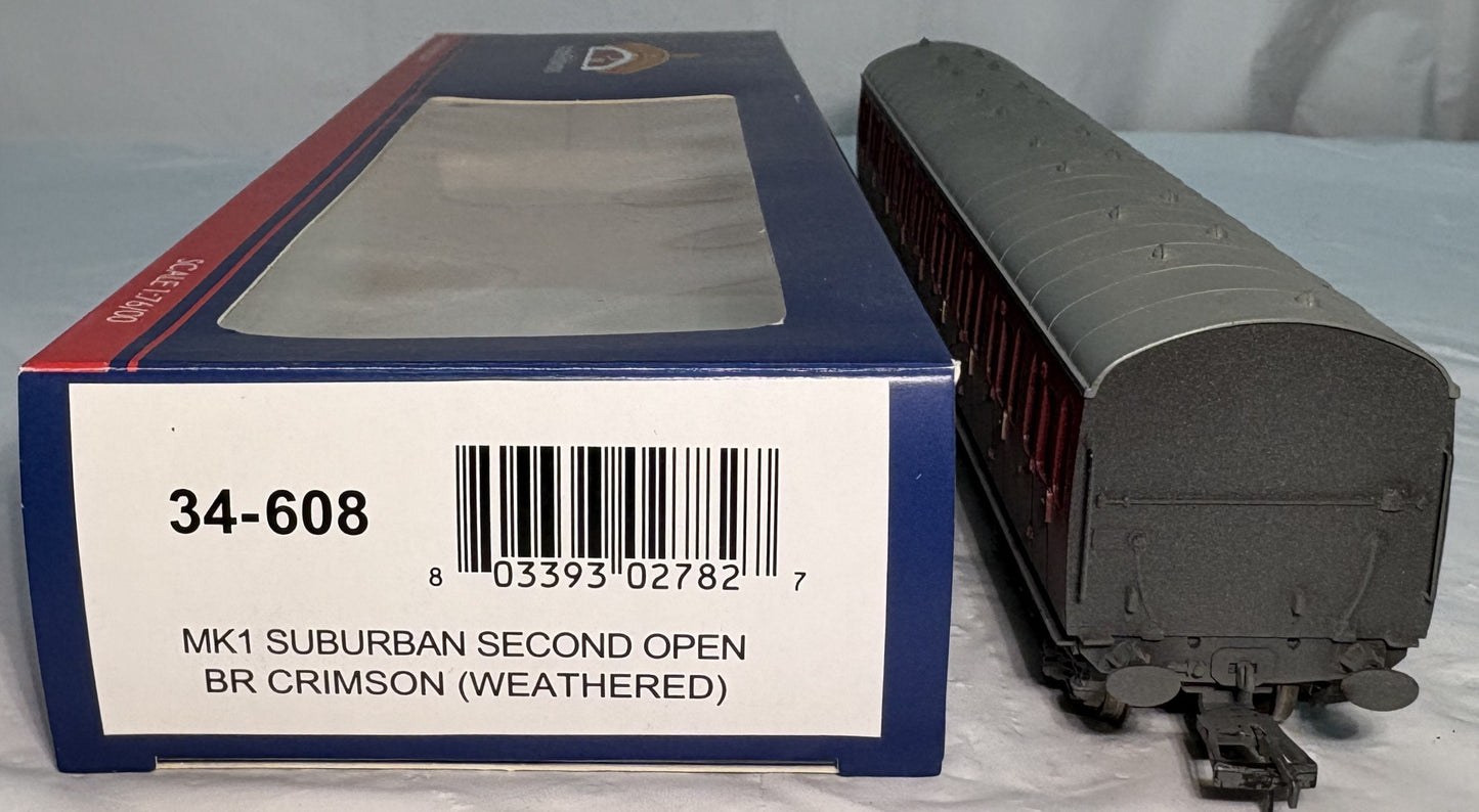 Bachmann Branchline 34-608 Mk1 Suburban 2nd open in BR crimson E48040 weathered