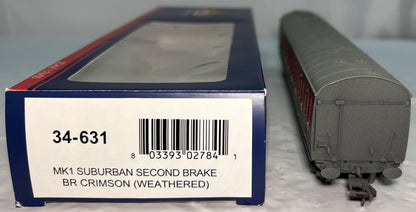 Bachmann Branchline 34-631 Mk1 Suburban 2nd brake in BR crimson W43106 weathered