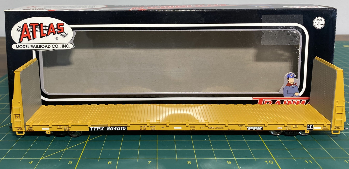 Atlas #20 000 858 Trainman Line Bulkhead Flat Car TTX #804015