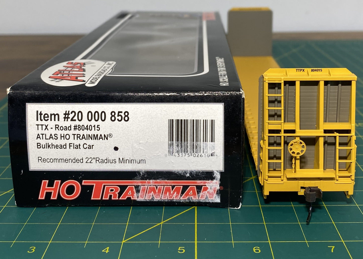 Atlas #20 000 858 Trainman Line Bulkhead Flat Car TTX #804015