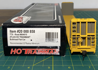 Atlas #20 000 858 Trainman Line Bulkhead Flat Car TTX #804015
