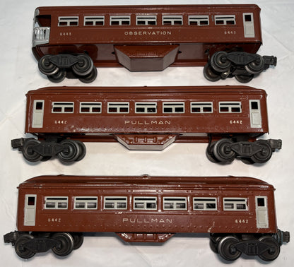 Lionel Post War 6442, 6442 Passenger and 6443 Observation Cars