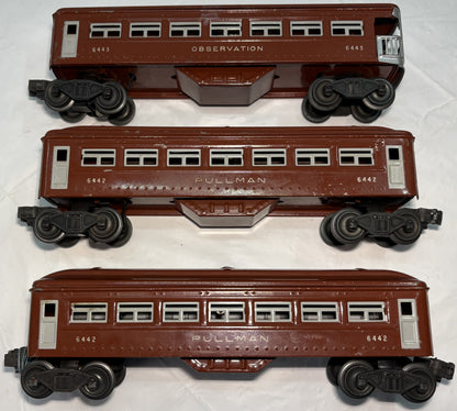Lionel Post War 6442, 6442 Passenger and 6443 Observation Cars