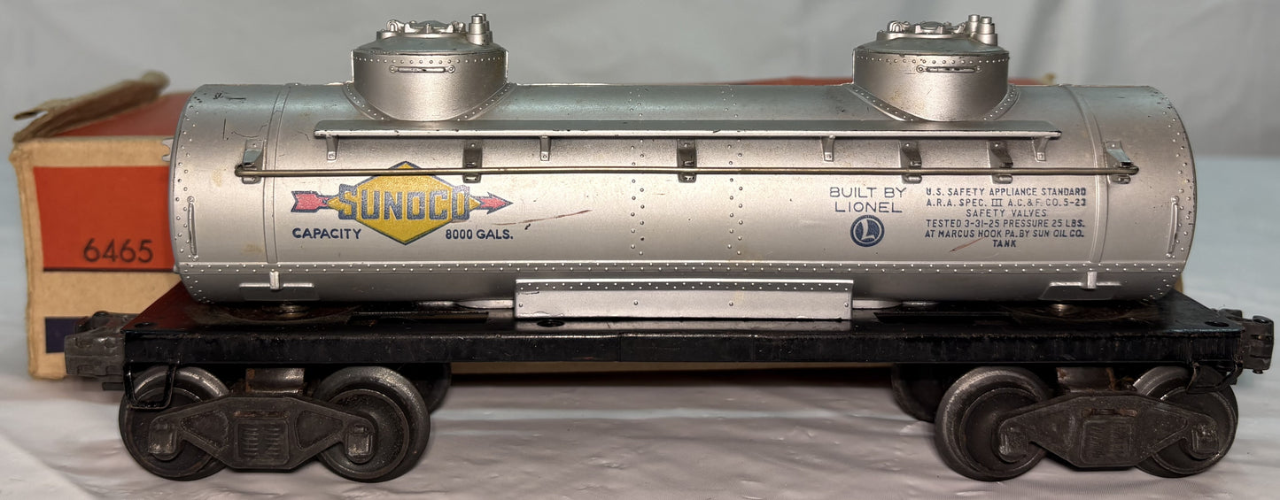 Lionel Post War 6465 Sunoco 2 Dome Tank Car