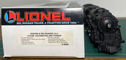 Lionel 6-18608 O Rio Grande 2-6-4 Steam Locomotive
