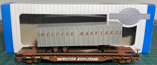Bachmann 16706 52' 6" Flatcar w/35' Piggyback Trailer Western Maryland