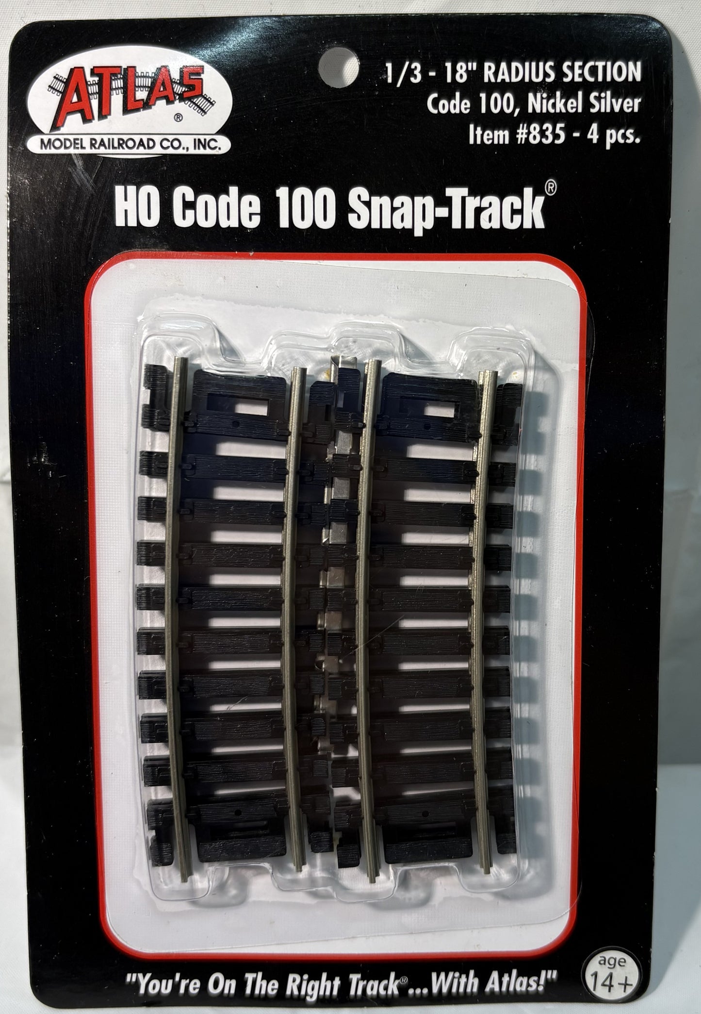 Atlas 835 Code 100 1/3 18" Radius Track (4 pcs./pk)