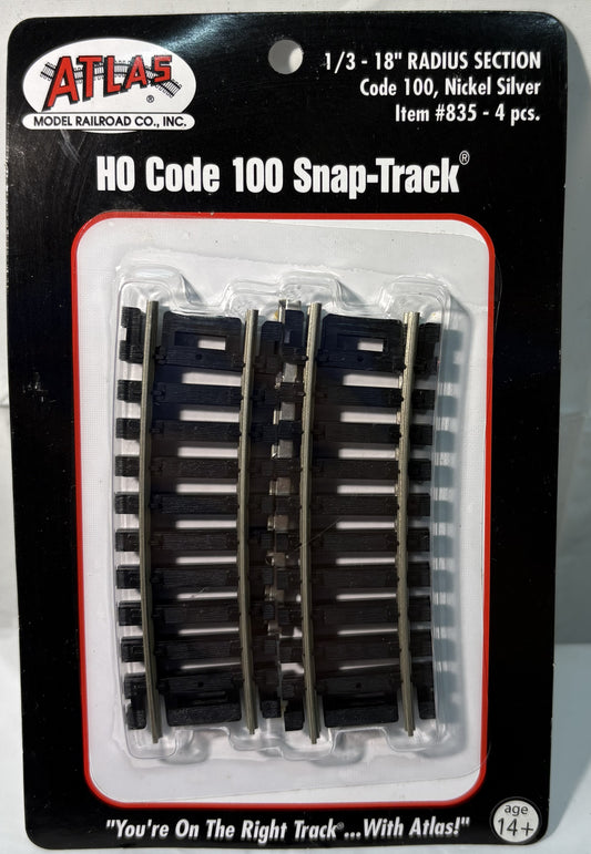 Atlas 835 Code 100 1/3 18" Radius Track (4 pcs./pk)