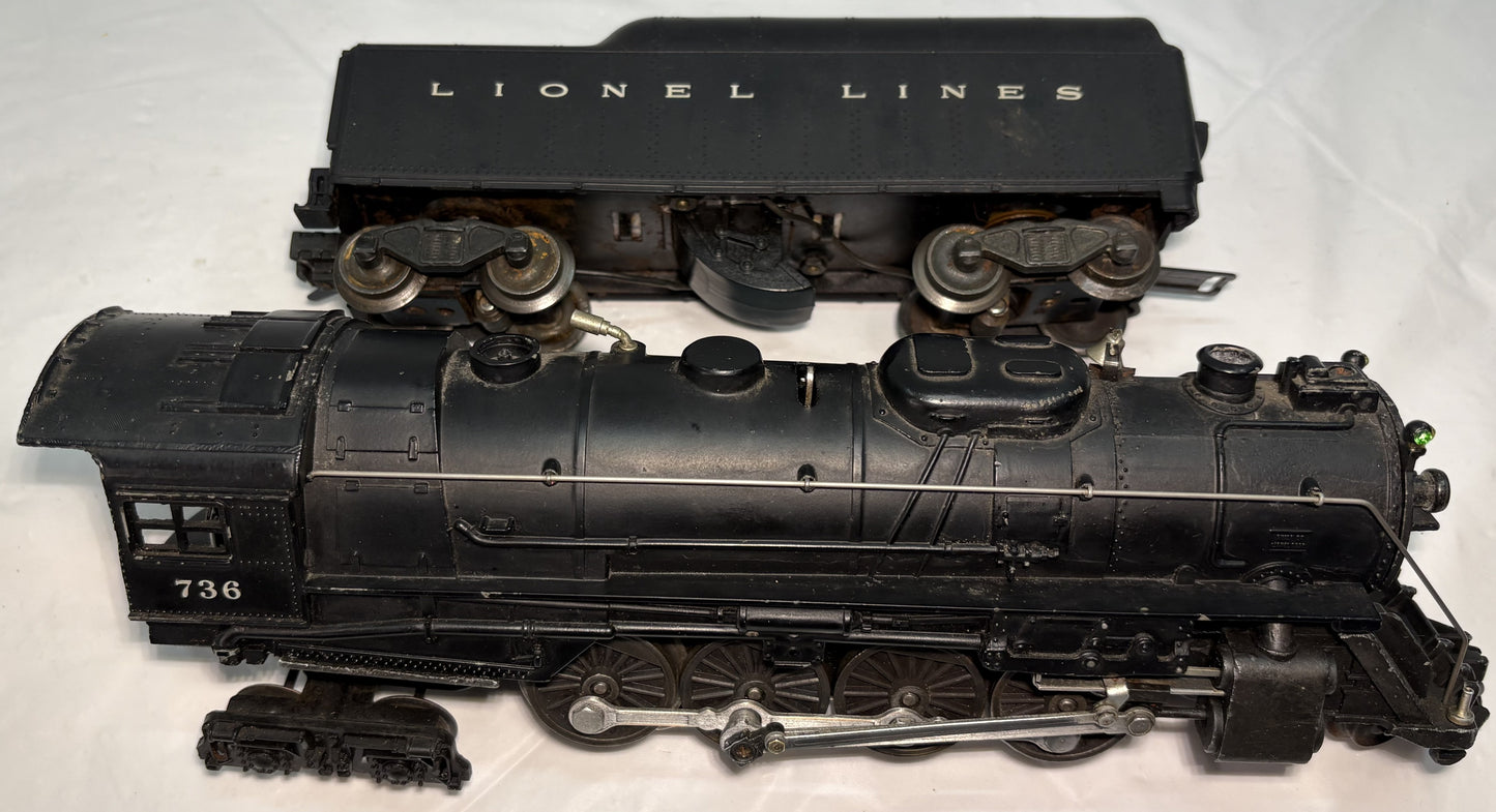 Lionel Post War 736 Berkshire and 2046W Whistling Tender