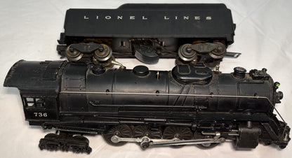 Lionel Post War 736 Berkshire and 2046W Whistling Tender