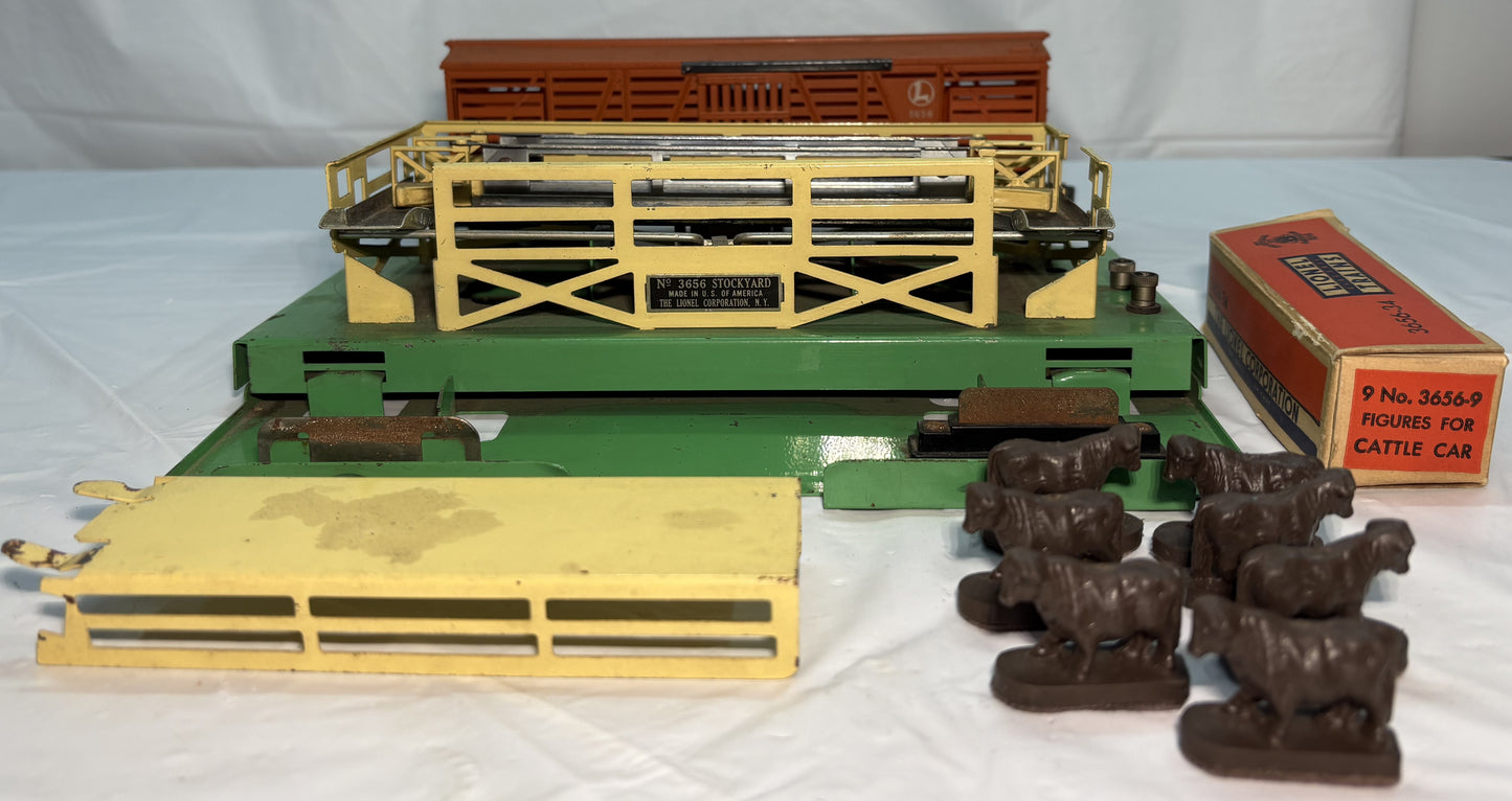 Lionel Post War 3656 Operating Cattle Car & Correl C-6