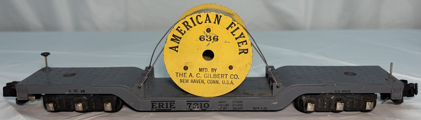 American Flyer 636 Erie Flat Car W/ Reel Load