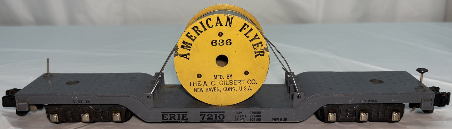 American Flyer 636 Erie Flat Car W/ Reel Load