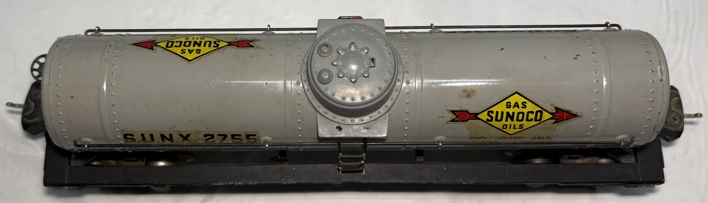 Lionel Pre War 2755 Sunoco Tank Car Grey
