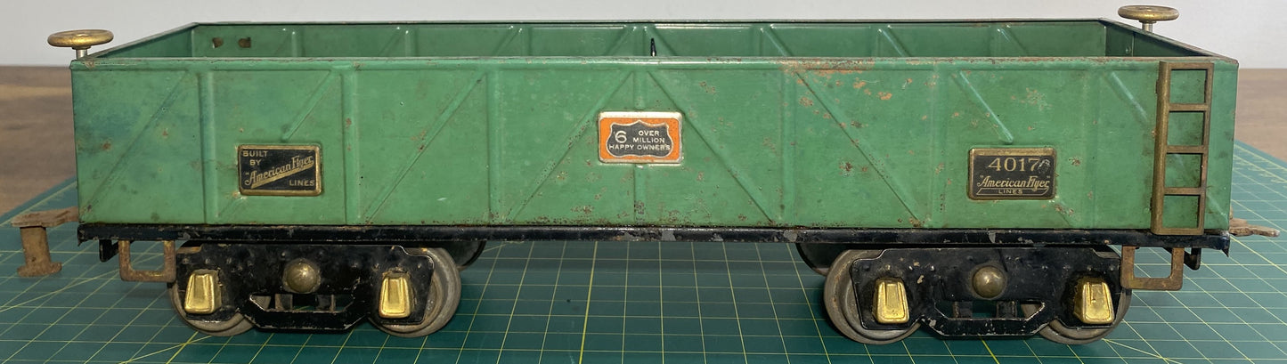 American Flyer Pre War Gondola 4017 Green w/Black Frame