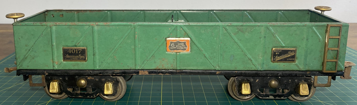 American Flyer Pre War Gondola 4017 Green w/Black Frame