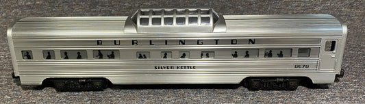 Lionel #9579 Burlington Silver Kettle Vista Dome Passenger