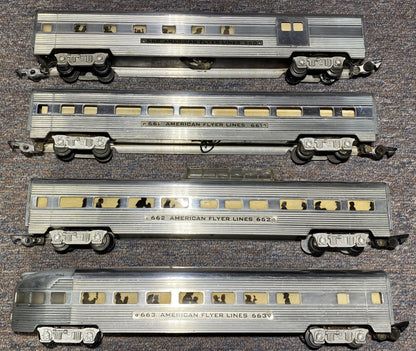 American Flyer #660, #661, #662 and #663 Silver Passenger Cars