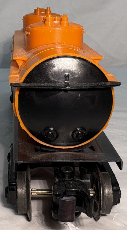 Lionel Post War 6465 Lionel Lines 2 Dome Tank Car Orange/Black Ends