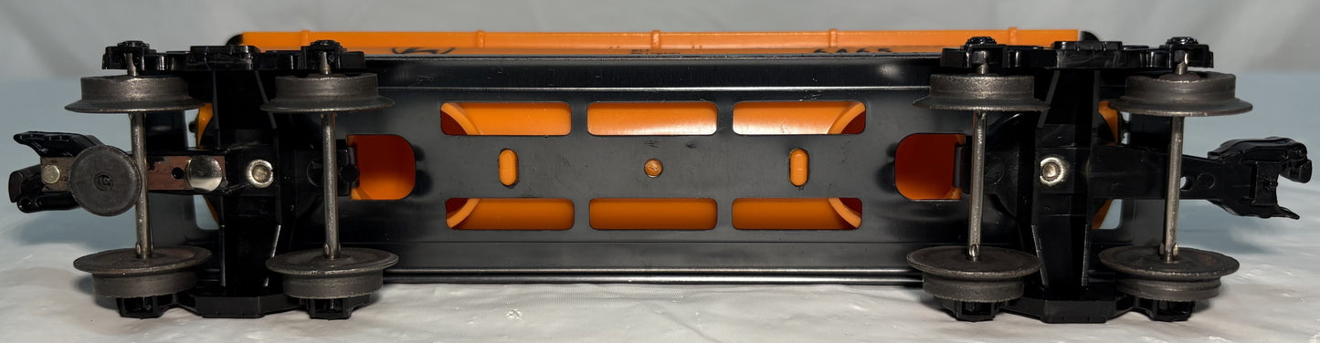 Lionel Post War 6465 Lionel Lines 2 Dome Tank Car Orange/Black Ends